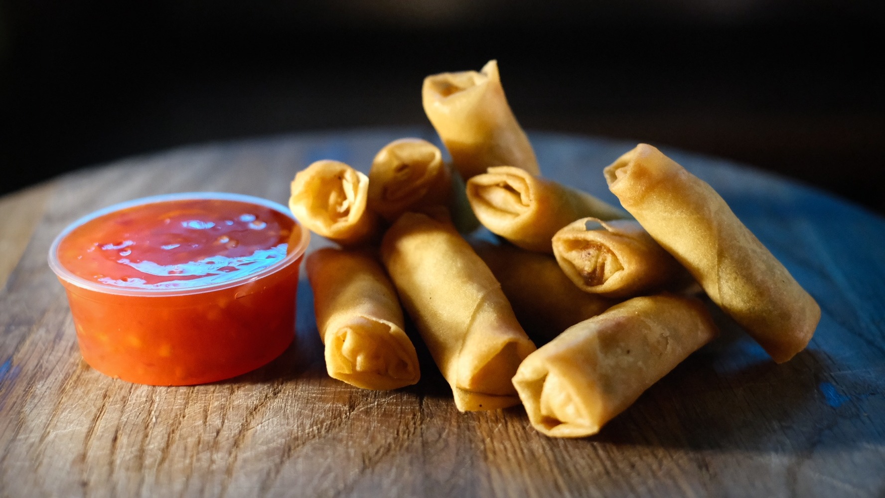 Spring rolls with sauce at Late Night Munchies Riga